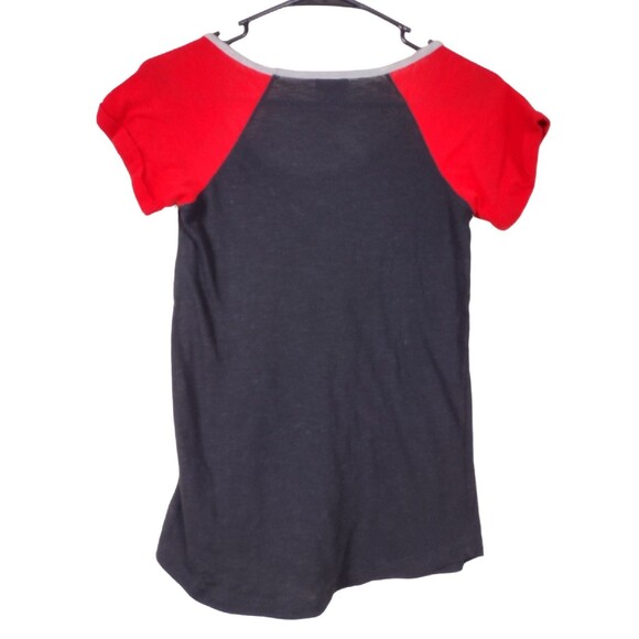 Rue21 Junior XS Shirt Stretch Pullover Blue Red Gray Sheer Round Neck - Picture 5 of 5